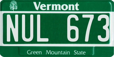 VT license plate NUL673