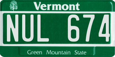 VT license plate NUL674