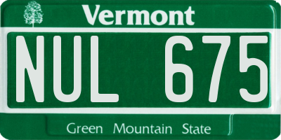 VT license plate NUL675