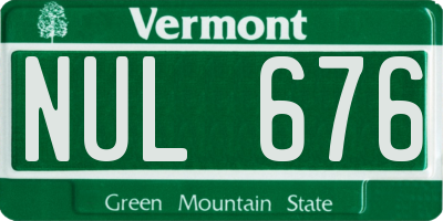 VT license plate NUL676