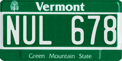 VT license plate NUL678