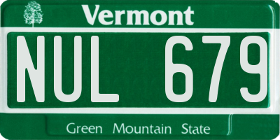 VT license plate NUL679