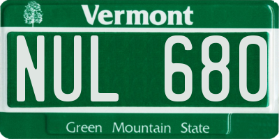 VT license plate NUL680