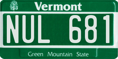 VT license plate NUL681
