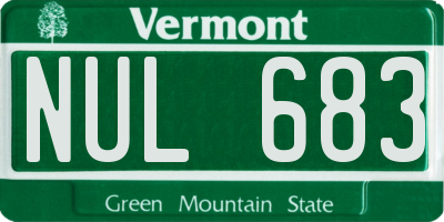 VT license plate NUL683