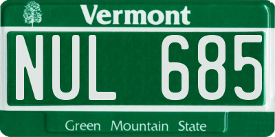 VT license plate NUL685