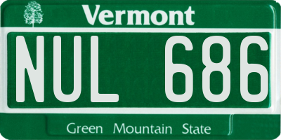 VT license plate NUL686