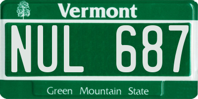 VT license plate NUL687
