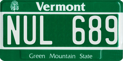 VT license plate NUL689