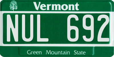 VT license plate NUL692