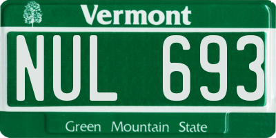 VT license plate NUL693