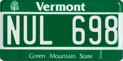 VT license plate NUL698