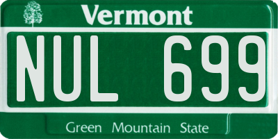 VT license plate NUL699