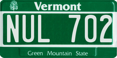 VT license plate NUL702
