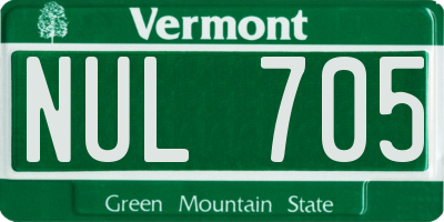 VT license plate NUL705