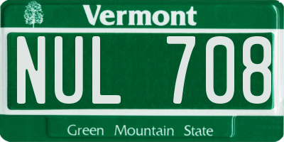 VT license plate NUL708