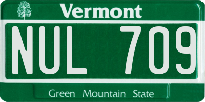 VT license plate NUL709