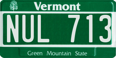 VT license plate NUL713