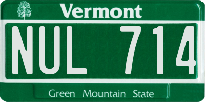 VT license plate NUL714