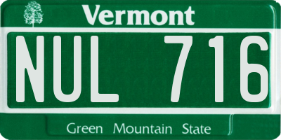 VT license plate NUL716