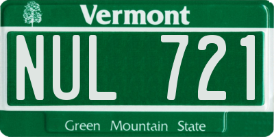 VT license plate NUL721