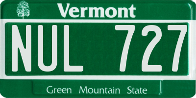 VT license plate NUL727