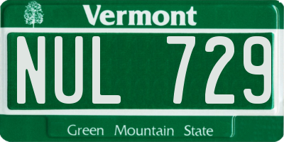 VT license plate NUL729