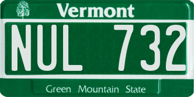 VT license plate NUL732
