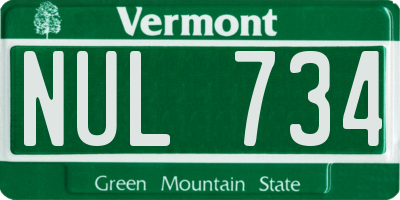 VT license plate NUL734