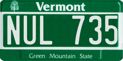 VT license plate NUL735