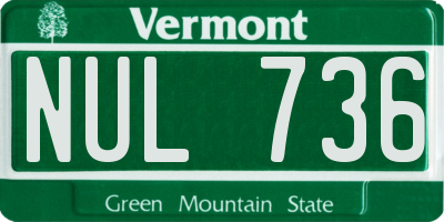 VT license plate NUL736