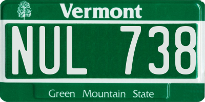 VT license plate NUL738