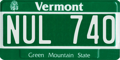 VT license plate NUL740