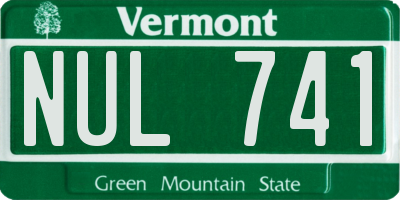 VT license plate NUL741