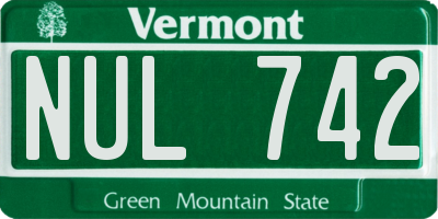 VT license plate NUL742
