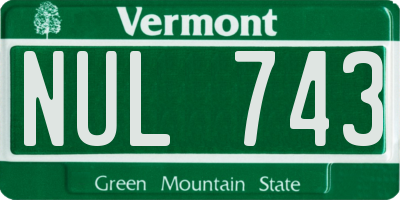 VT license plate NUL743