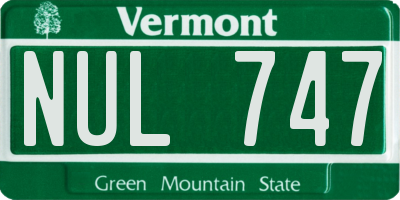 VT license plate NUL747