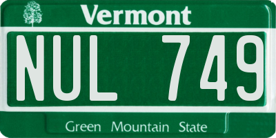VT license plate NUL749