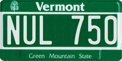 VT license plate NUL750