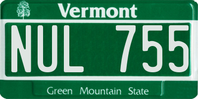VT license plate NUL755