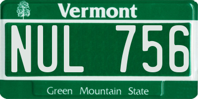VT license plate NUL756