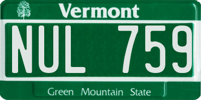 VT license plate NUL759