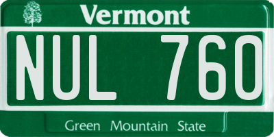 VT license plate NUL760