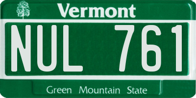 VT license plate NUL761