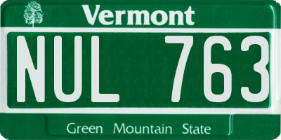 VT license plate NUL763