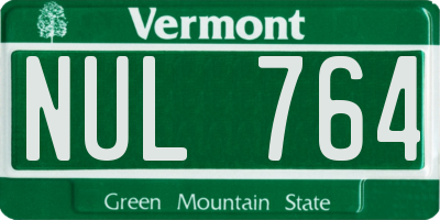 VT license plate NUL764