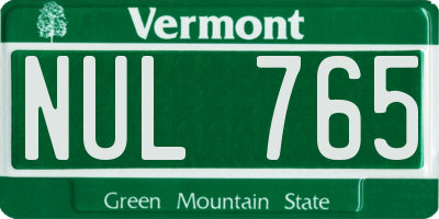 VT license plate NUL765