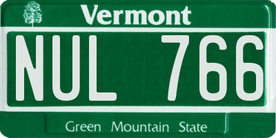 VT license plate NUL766