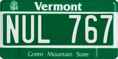 VT license plate NUL767