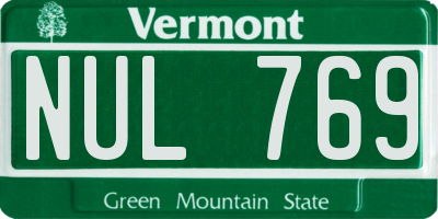 VT license plate NUL769